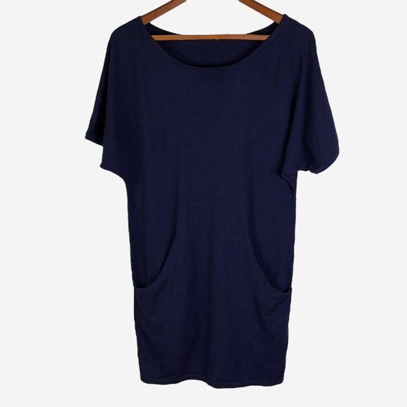 THEORY Dakota New Steady Wool Blend Mini Dress Size S Navy Blue Pockets Classic - Picture 1 of 13